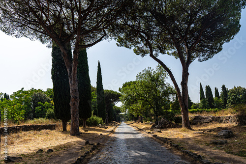 Ancient Roman road in Italy called Appian way. The most important ancient Roman roads build to supply troops photo