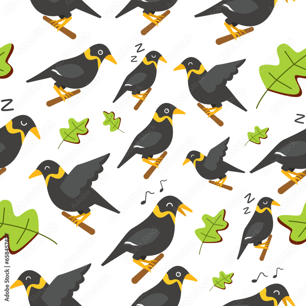 Black Parrot Seamless Pattern Black Parrot Seamless Pattern