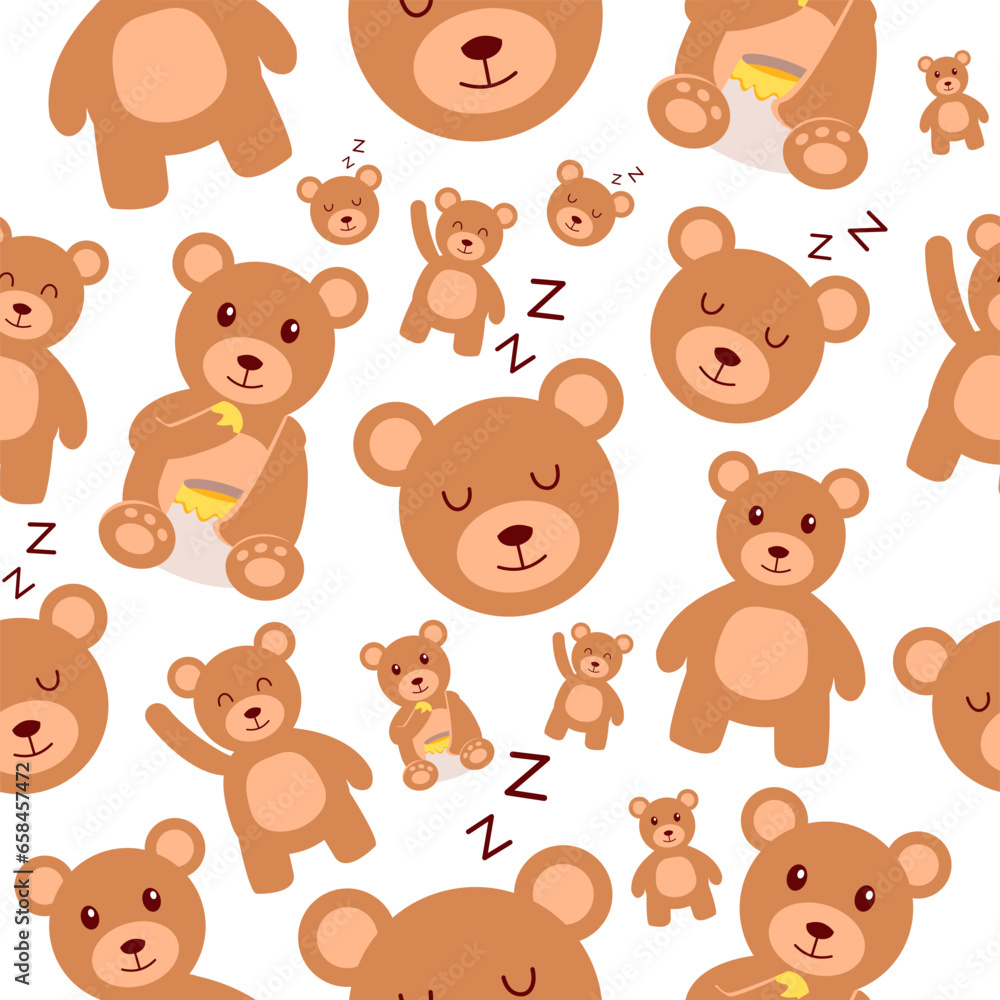 Honey Bear Seamless Pattern