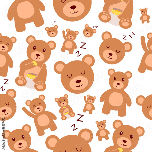Honey Bear Seamless Pattern © kauman