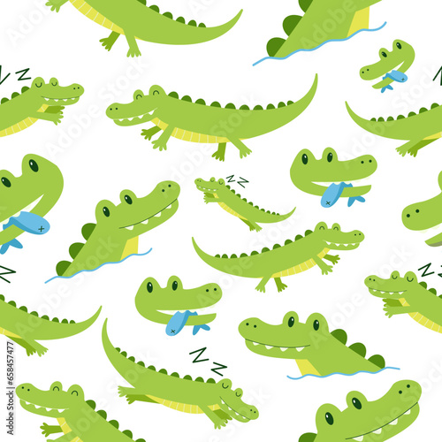 Crocodile Seamless Pattern