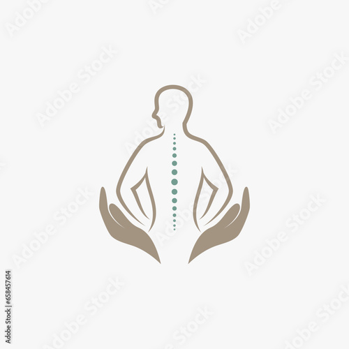 Chiropractic logo design vector spinal backbone icon logo with creative element concept