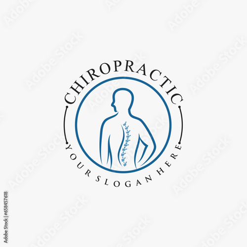 Chiropractic logo design vector spinal backbone icon logo with creative element concept