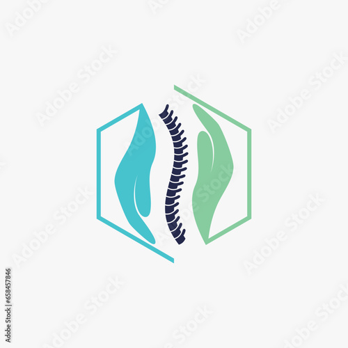 Spine logo design vector for backbone care with creative element concept