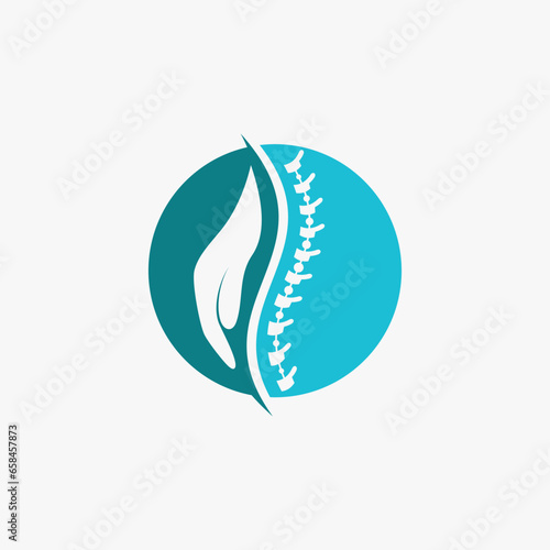 Spine logo design vector for backbone care with creative element concept