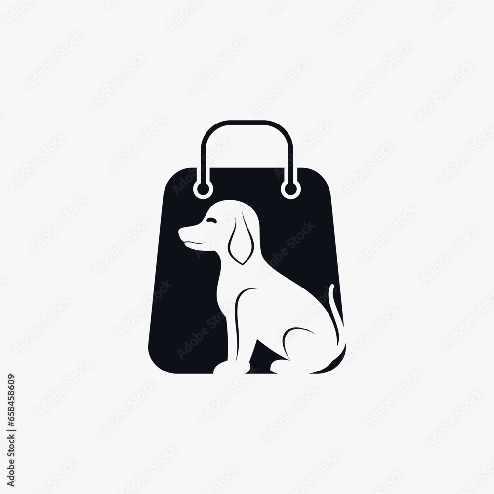 Fototapeta premium Pet shop logo design with dog cat icon logo and creative element concept