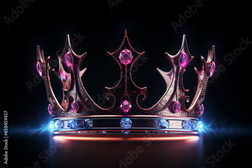 cool royal crown neon dark background