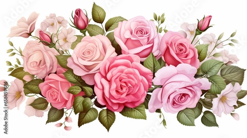 Flower arrangement made with roses isolated. Clip art image for design