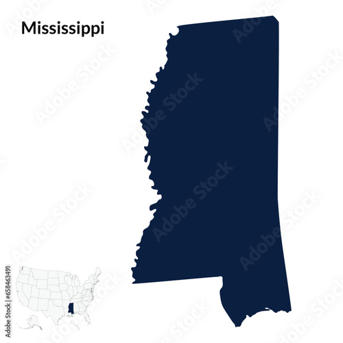 Map of Mississippi. Mississippi map. USA map