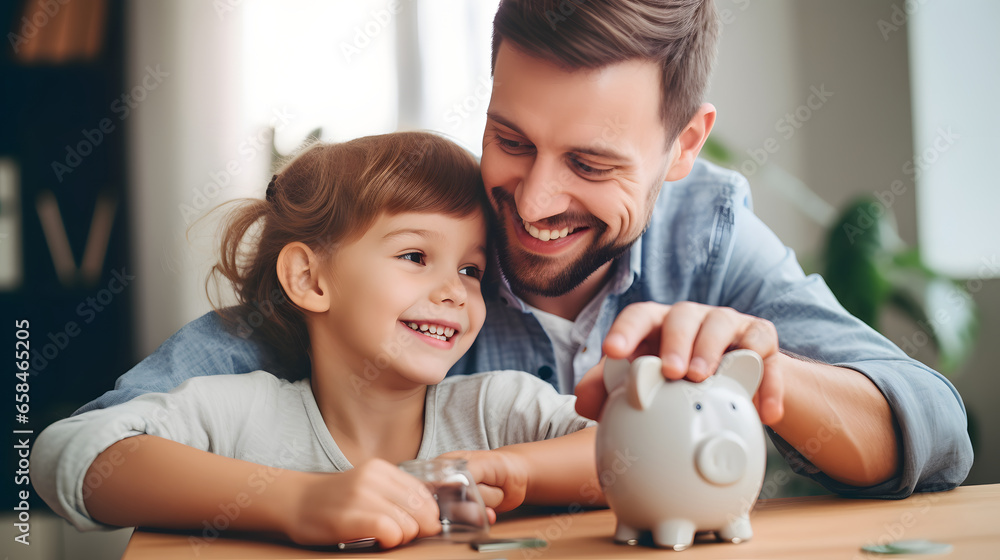 Happy cute little boy stacking coins at home, smiling child collecting money home financial concept Happy cute little boy stacking coins at home, smiling child collecting money home financial concept