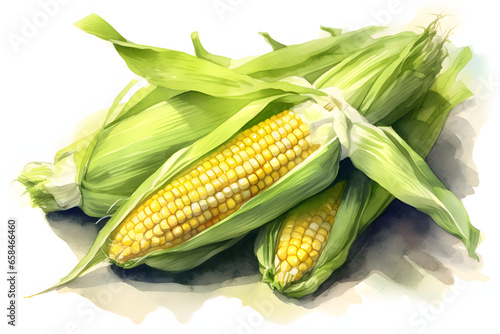Corn Watercolor Art Style