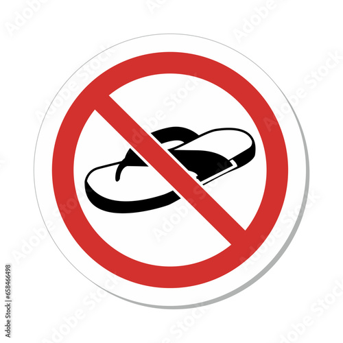 ISO Prohibition Sign: No Open Toed Footwear, Thongs Or Sandals Symbol