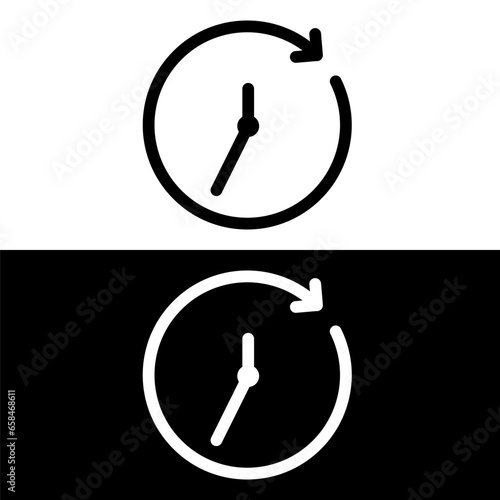 black and white clock icon
