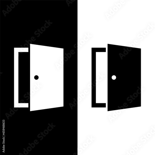 black and white door icon
