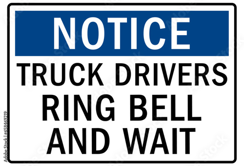Ring bell for service sign truck driver ring bell and wait
