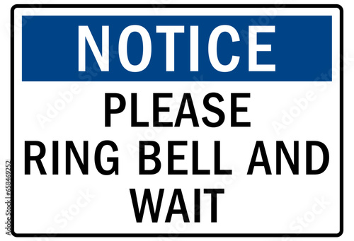 Ring bell for service sign please ring bell and wait