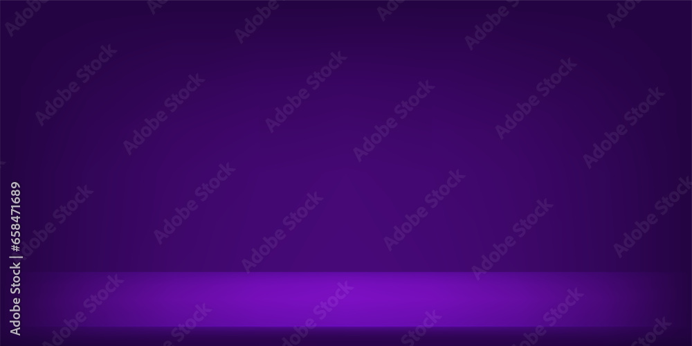 Empty square pedestal for product displays with lighting on purple studio background. Banner for advertise product on website. - obrazy, fototapety, plakaty 