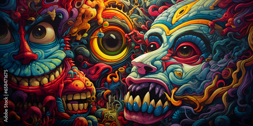 Colorful art of monster face