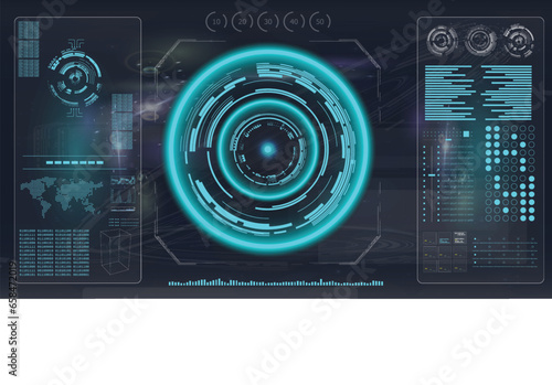 radar screen.HUD. Hi-tech futuristic display. Technology background.