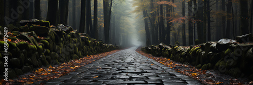 Mountain cobblestone road - fall - autumn - peak leaves  © Jeff