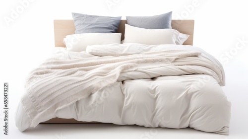 Comfortable Bed with Pillows and Blankets
