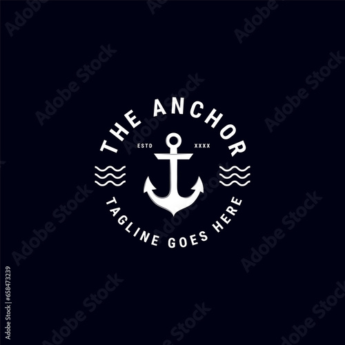 Anchor logo with badge simple vector illustration design