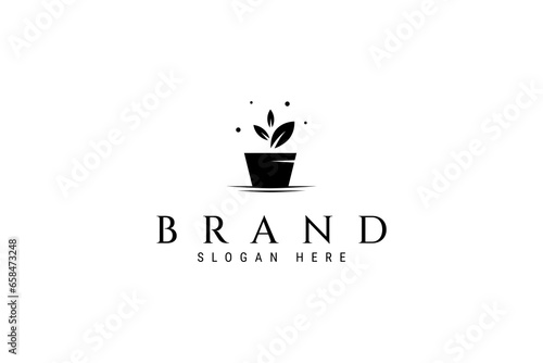 Illustration Vector Graphic of Plant seeds Planting with Soil and Pot logo deign