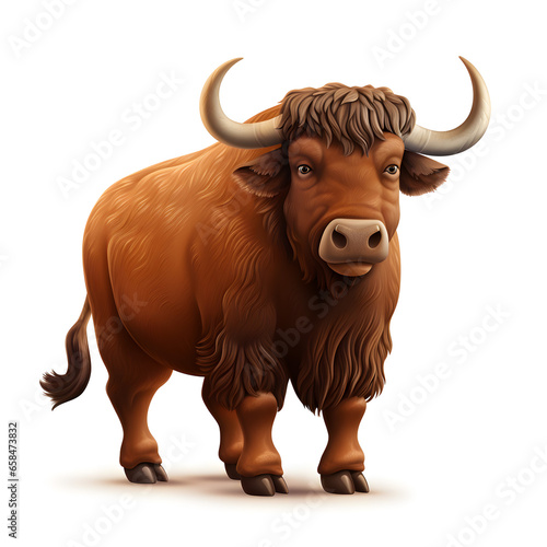 Cartoon 3d of buffalo isolated on white