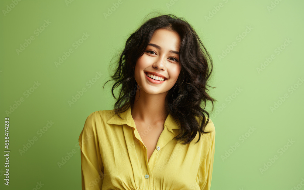 happy fashion smiling girl with bright clothing in solid light background happy fashion smiling girl with bright clothing in solid light background