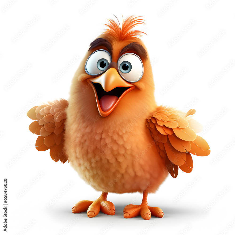 Cartoon 3d of chicken isolated on white