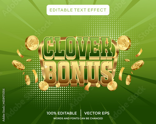 clover bonus 3D text effect template photo