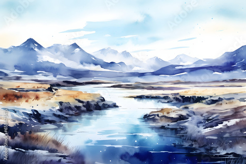 Tundra View Watercolor Art Style
