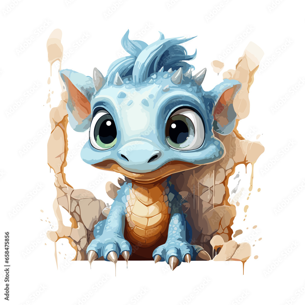 cute baby dinosaur dragon png transparent background Stock Illustration