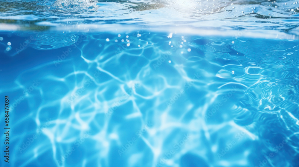 Close up clear blue water in the pool Close up clear blue water in the pool