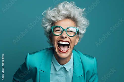 Woman happy face female background fun portrait