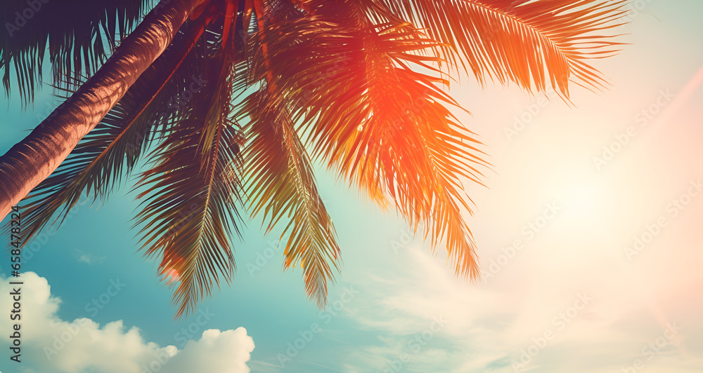 palm tree and sun