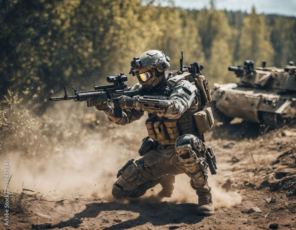 A cyborg soldier fighting in a war zone trail cam footage, photo realistic, hyper ornate details, photographed, bookend, particulars, ultra detail generative AI A cyborg soldier fighting in a war zone trail cam footage, photo realistic, hyper ornate details, photographed, bookend, particulars, ultra detail generative AI