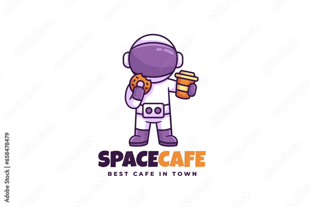 Astronaut Space Mascot Logo Cartoon Vector Illustration
