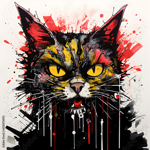 Colorful abstract art of black cat