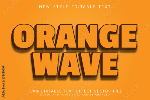 orange wave editable text effect emboss modern style