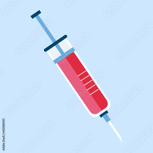 Vector plastic medical syringe on white