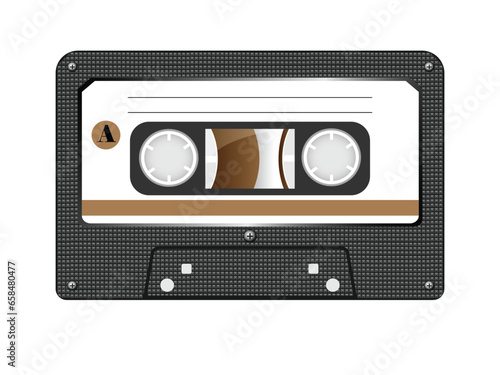 Vector black audio cassette tape.Old music.