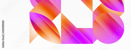 Serene gradient template. Circles and triangles mingle in minimalist perfection. Gentle fusion of forms and hues creates balanced yet captivating backdrop, embodying modern sophistication