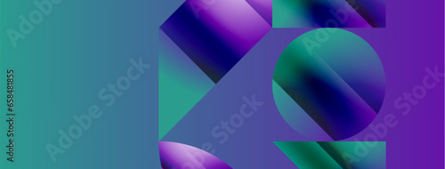 Serene gradient template. Circles and triangles mingle in minimalist perfection. Gentle fusion of forms and hues creates balanced yet captivating backdrop, embodying modern sophistication