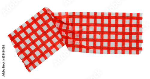 red patterned sticker paper tape isolated on transparent background.