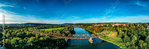 Fototapeta Naklejka Na Ścianę i Meble -  Old iron railroad bridge, Dolina Dunajca, Nowy Sącz, Małopolska, Poland, EU