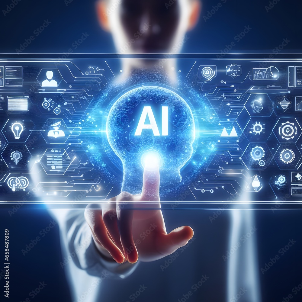 hand pushing a button on the touch screen interface hand pushing a button on the touch screen interface