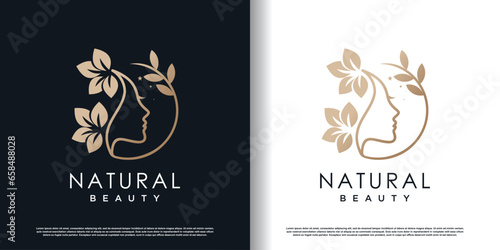 beauty women logo with creative unique concept premium vector