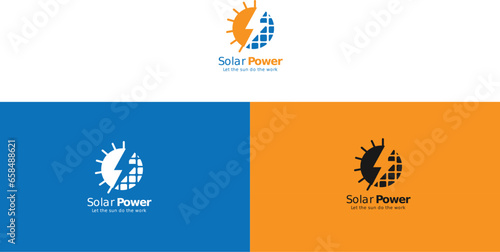 Solar Power Logo, Electric Logo, Energy Logo, Combination mark logo, Solar Power, Solar Energy Logo