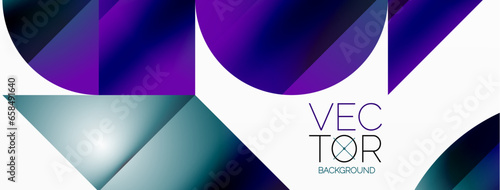 Serene gradient template. Circles and triangles mingle in minimalist perfection. Gentle fusion of forms and hues creates balanced yet captivating backdrop, embodying modern sophistication